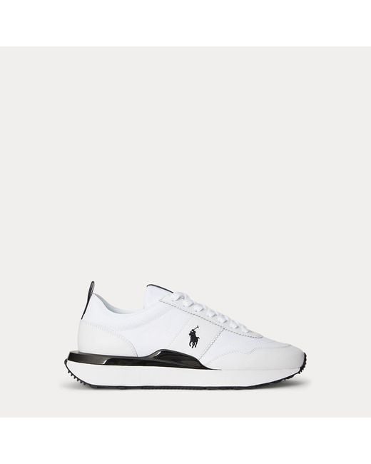 Polo Ralph Lauren White Train 89 Suede And Oxford Trainer for men
