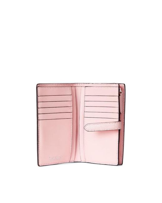 Portafoglio in pelle goffrata lucertola di Lauren by Ralph Lauren in Pink