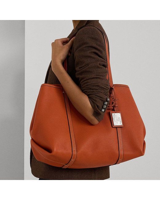 Ralph Lauren Red Pebbled Leather Large Emerie Tote Bag