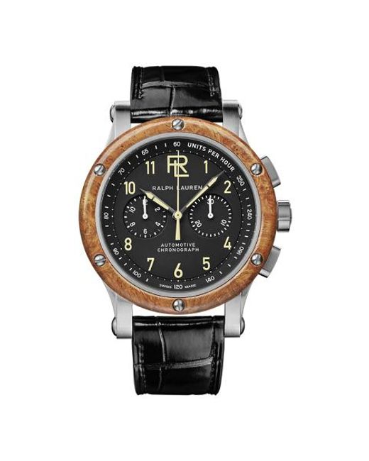 Ralph Lauren Multicolor 42 Mm Chronograph Steel Wood Bezel for men
