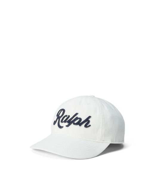 Cappellino Ralph Lauren in twill con logo di Polo Ralph Lauren in White