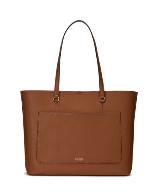 Ralph Lauren Blue Crosshatch Leather Large Karly Tote