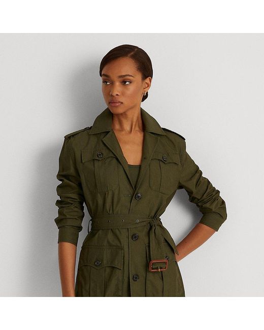 Lauren by Ralph Lauren Cotton Belted Twill Field Jacket in Dark