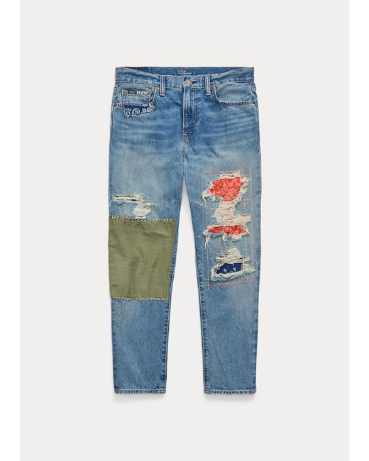 Polo Ralph Lauren Blue The Slim Tapered Patchwork Jean