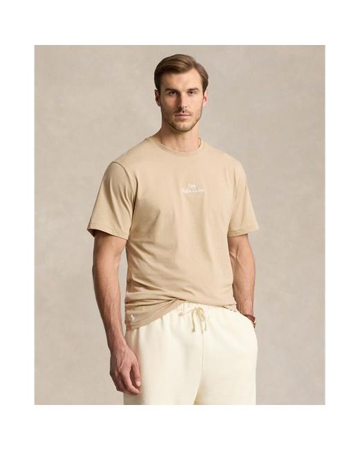 Taglie Plus - Maglietta in jersey con logo ricamato di Ralph Lauren in Natural da Uomo