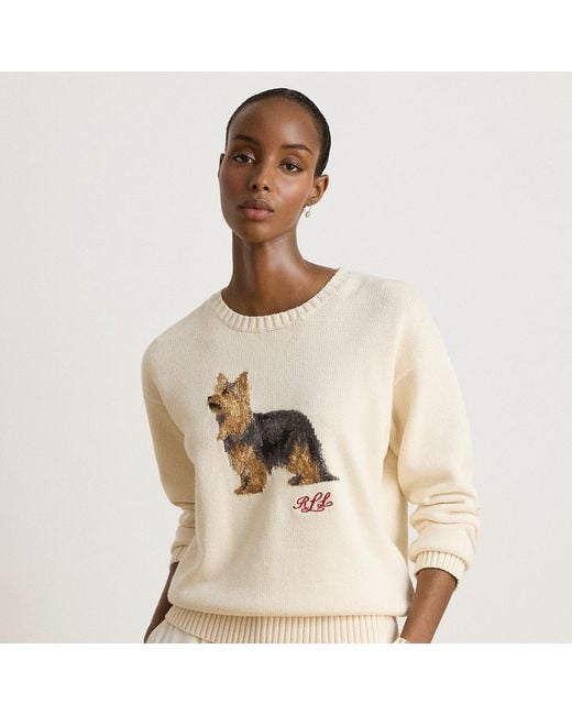 Ralph Lauren Natural Intarsia-Knit Yorkshire Terrier Jumper
