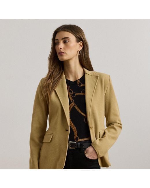 Blazer in maglia di misto cotone di Ralph Lauren in Natural