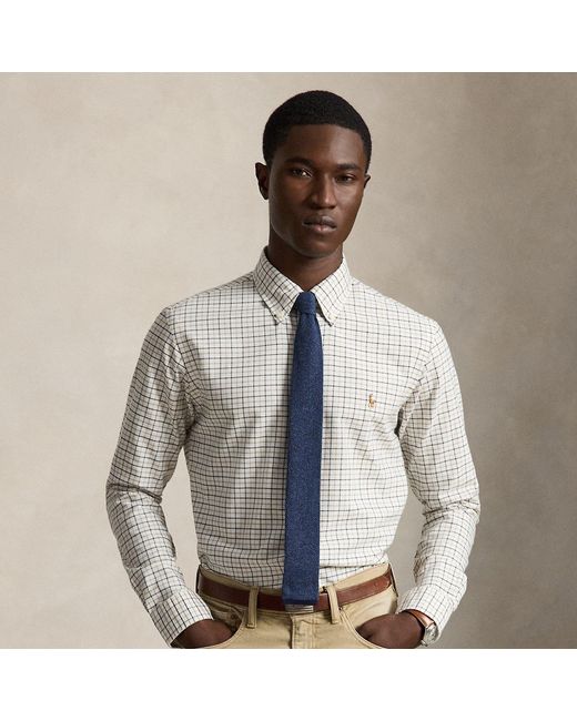 Polo Ralph Lauren White Custom Fit Tattersall Oxford Shirt for men