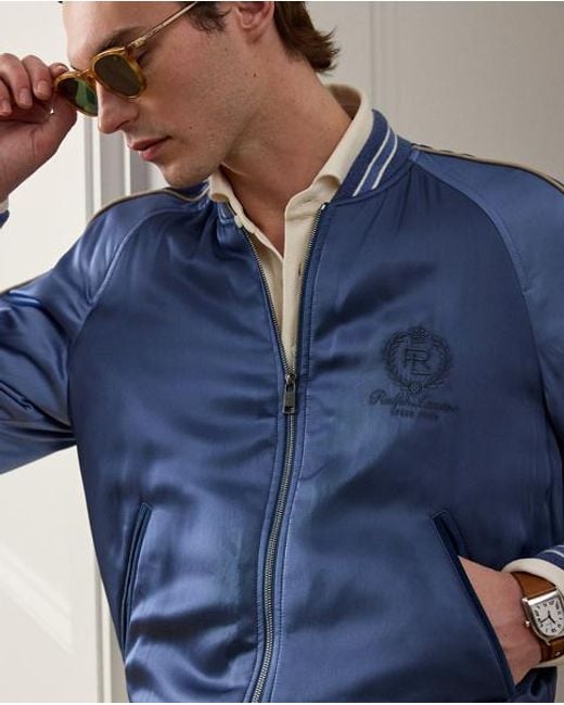 Ralph Lauren Blue Damon Reversible Satin Jacket for men