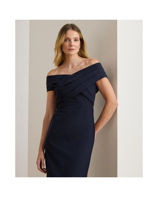 Ralph Lauren Blue Ralph Lauren Crepe Off-The-Shoulder Gown