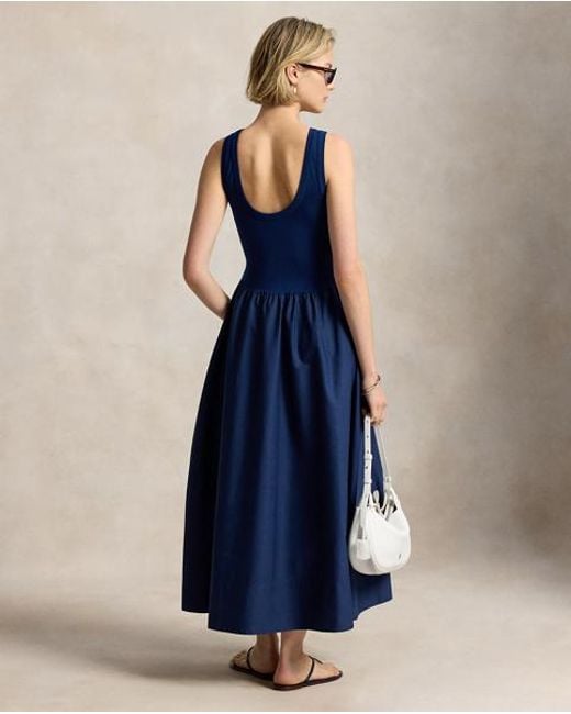 Polo Ralph Lauren Blue Ponte-Bodice Sleeveless Dress