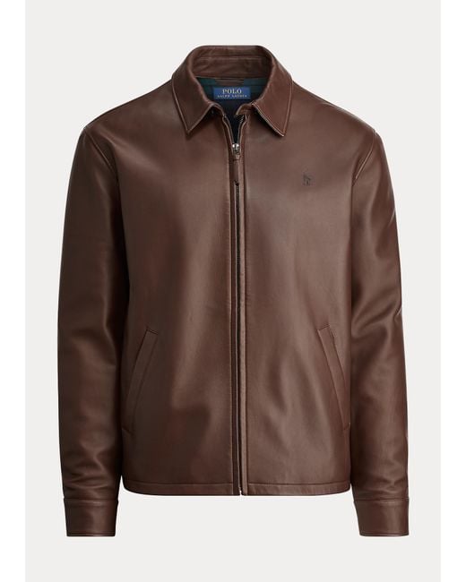 Ralph Lauren Brown Lambskin Leather Jacket for men