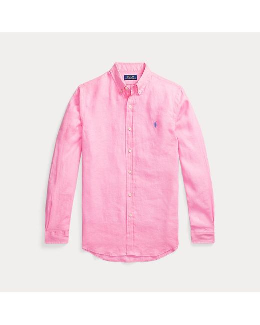 Polo Ralph Lauren Slim Fit Linnen Overhemd in het Pink voor heren