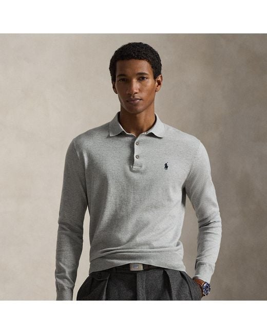 Polo Ralph Lauren Gray Cotton Polo-Collar Jumper for men