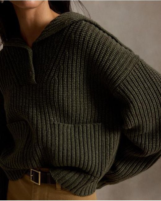 Polo Ralph Lauren Black Wool-Cotton Half-Placket Jumper