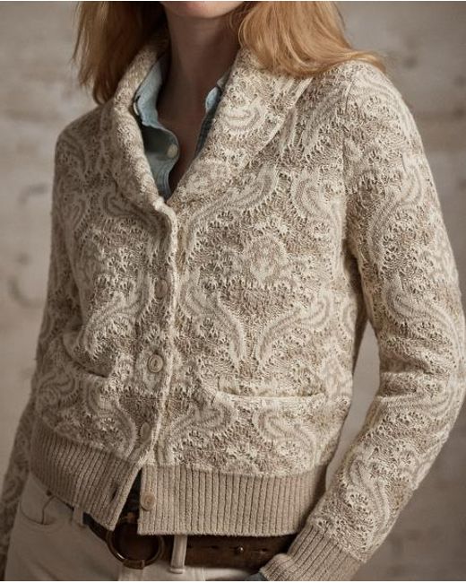 RRL Black Floral Jacquard-Knit Cardigan
