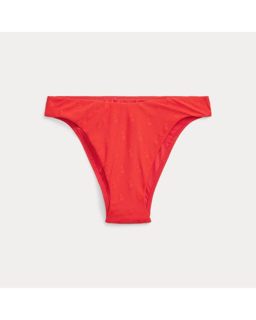 Polo Ralph Lauren Red Allover Pony Scoop Bikini Bottom