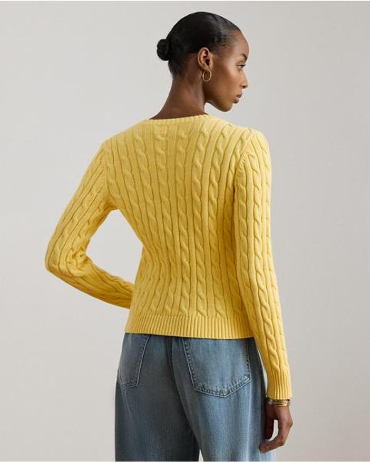 Ralph Lauren Yellow Cable-Knit Cotton Cardigan
