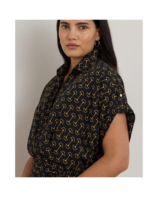 Ralph Lauren Black Ralph Lauren Geo-Print Belted Crepe Dress