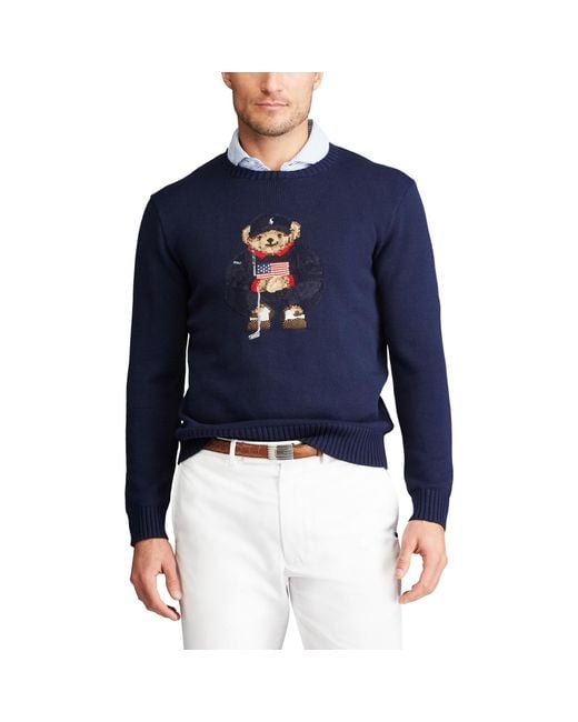 Ralph Lauren Polo Bear Cotton-blend Golf Jumper in Blue for Men | Lyst