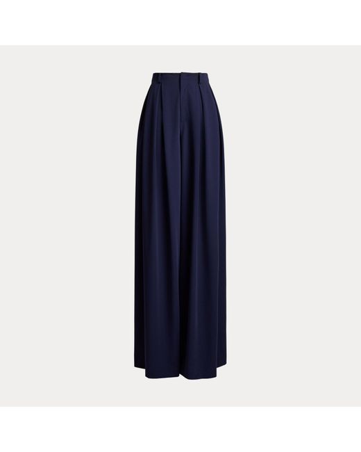 Ralph Lauren Blue Greer Wool Gabardine Pleated Trouser