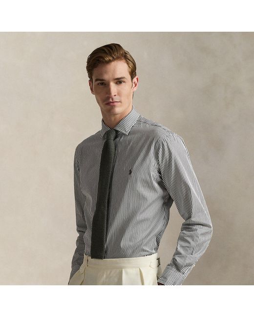 Polo Ralph Lauren Gray Custom Fit Striped Poplin Shirt for men
