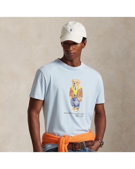 Maglietta Polo Bear Custom Slim-Fit di Polo Ralph Lauren in Blue da Uomo