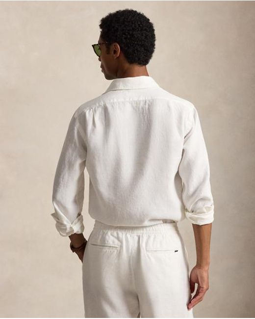 Polo Ralph Lauren White Custom Fit Linen Shirt for men