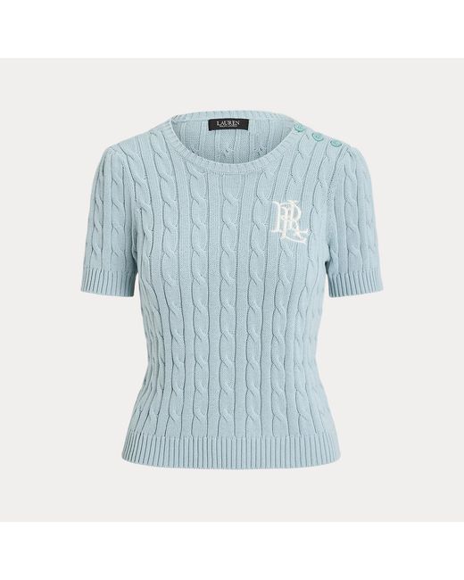 Maglia a maniche corte lavorata a trecce di Ralph Lauren in Blue