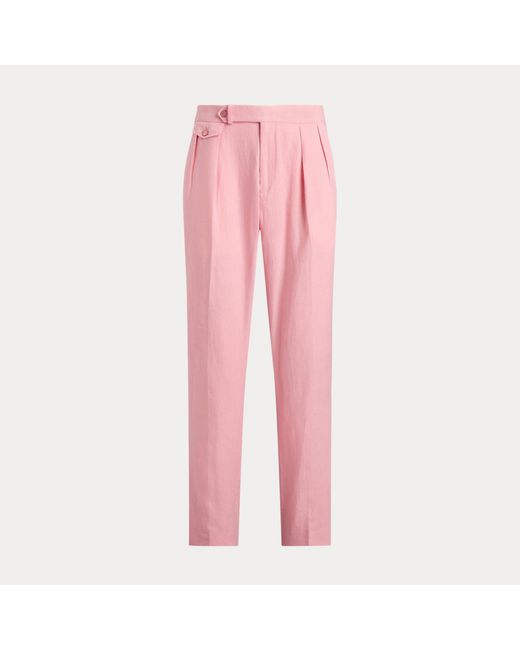 Polo Ralph Lauren Pink Pleated Linen Suit Trouser for men