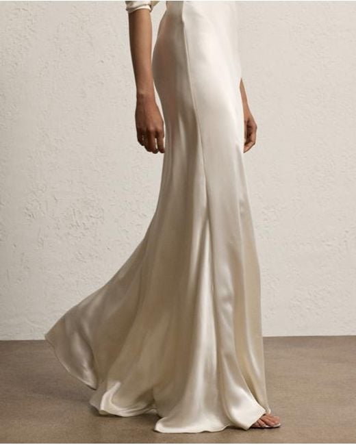 Ralph Lauren Natural Masina Stretch Satin Skirt