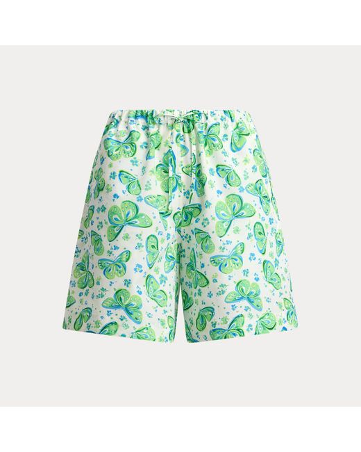 Polo Ralph Lauren Green Printed Cotton-Linen Short
