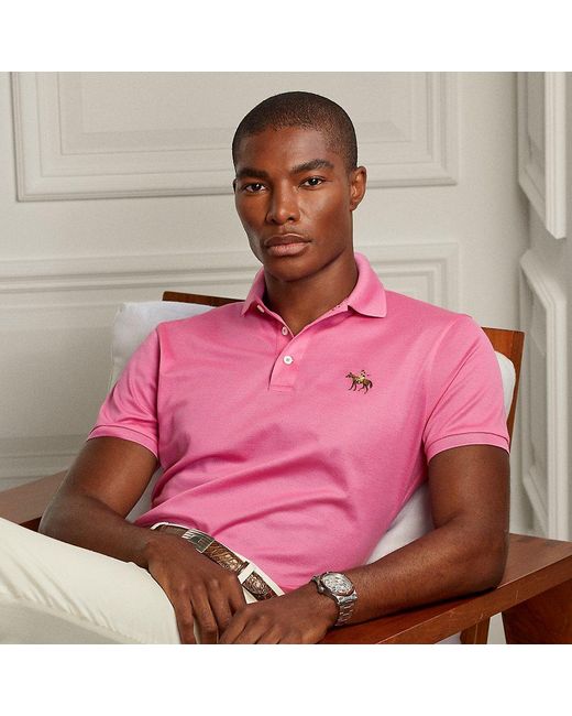 Ralph Lauren Purple Label Custom Slim Fit Pique Polo Shirt in Pink for Men  | Lyst