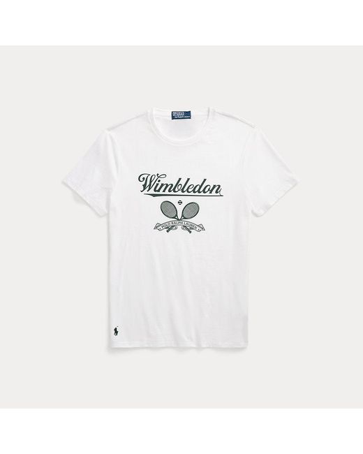 Maglietta Wimbledon Custom Slim-Fit di Polo Ralph Lauren in White da Uomo