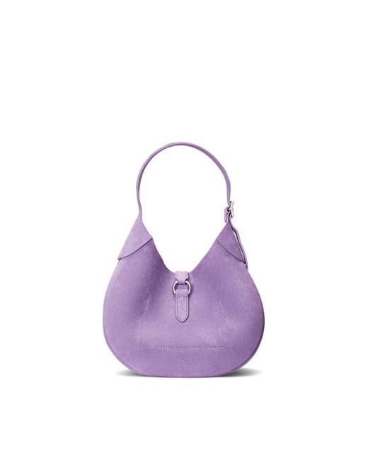 Ralph Lauren Purple Polo Id Suede Small Shoulder Bag