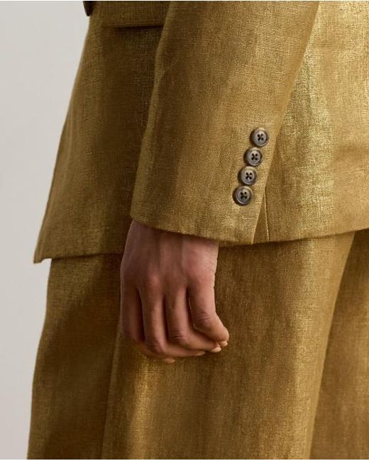 Ralph Lauren Green Foiled Linen Blazer