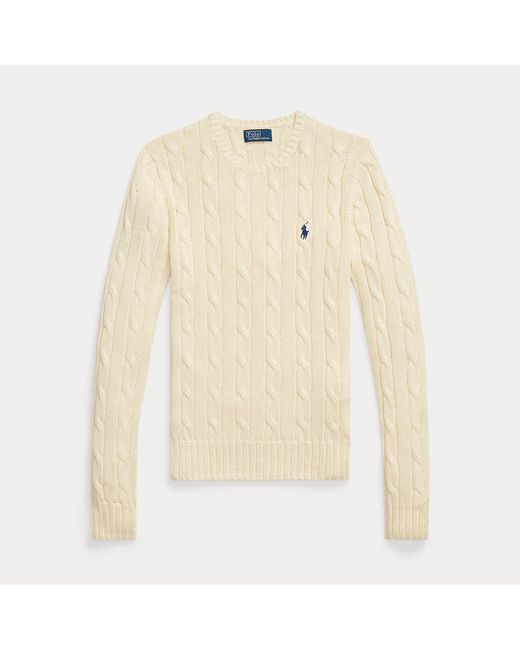 Polo Ralph Lauren Natural Cable-Knit Cotton Crewneck Jumper