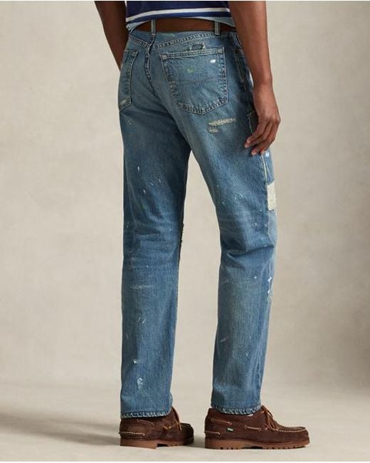 Polo Ralph Lauren Blue Heritage Straight Distressed Jean for men