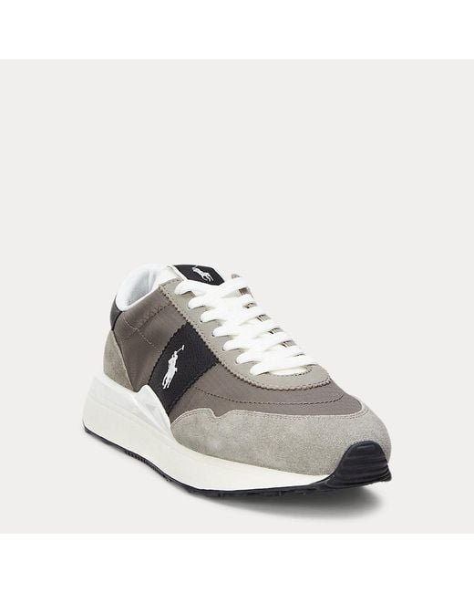 Ralph Lauren Gray Train 89 Suede And Oxford Trainer for men