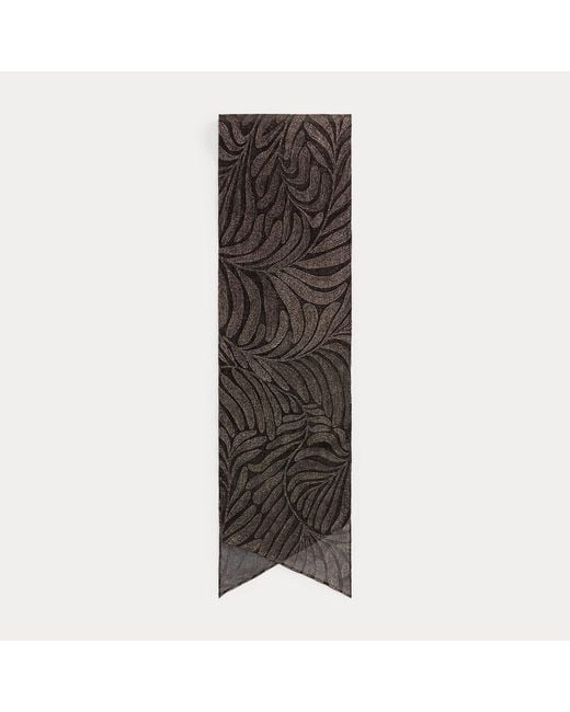Ralph Lauren Black Foiled Crinkle Chiffon Wrap Scarf