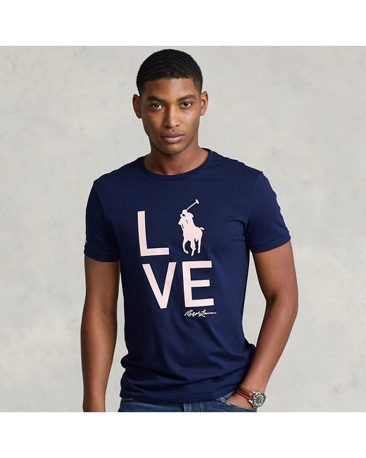 Ralph Lauren Cotton Pink Pony Live Love T-shirt in Blue for Men 