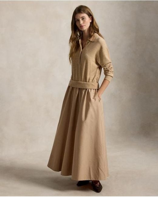 Polo Ralph Lauren Natural Hybrid Knit Polo-Bodice Dress