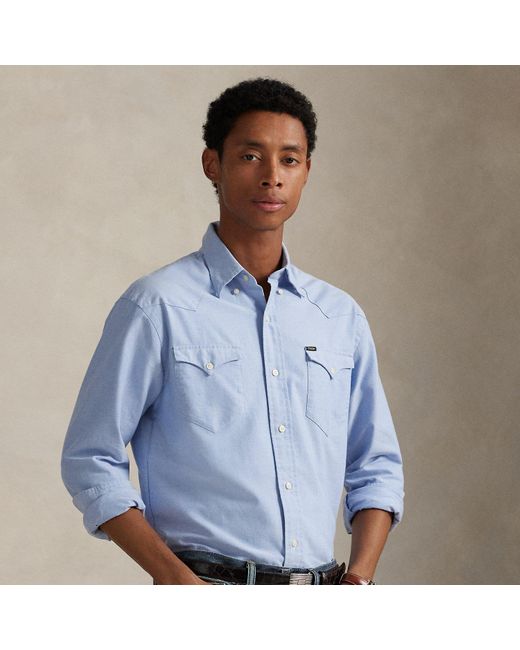 Camicia Oxford western Classic-Fit di Polo Ralph Lauren in Blue da Uomo