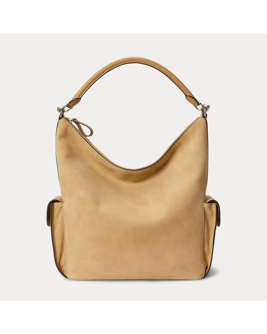 Ralph Lauren Brown Suede Large Blaike Shoulder Bag