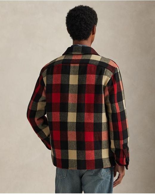 Polo Ralph Lauren Classic Fit Geruit Overshirt Van Wolmix in het Red voor heren
