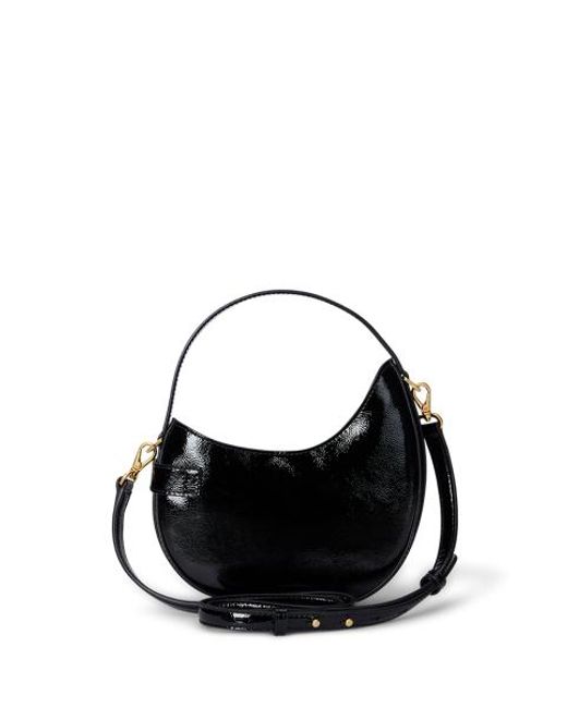 Ralph Lauren Black Patent Leather Small Tasha Crossbody Bag