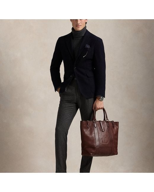 Bolso Tote De Piel Heritage Polo Ralph Lauren de hombre de color Black