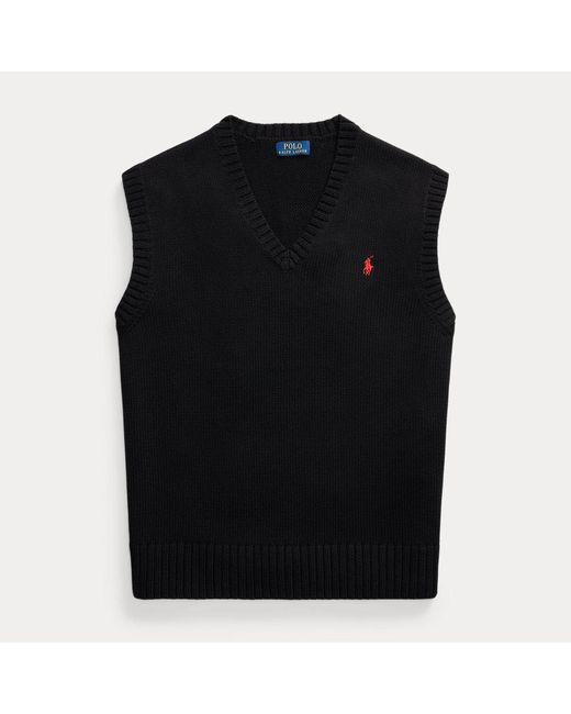 Gilet in maglia di cotone Big-Fit di Polo Ralph Lauren in Black da Uomo
