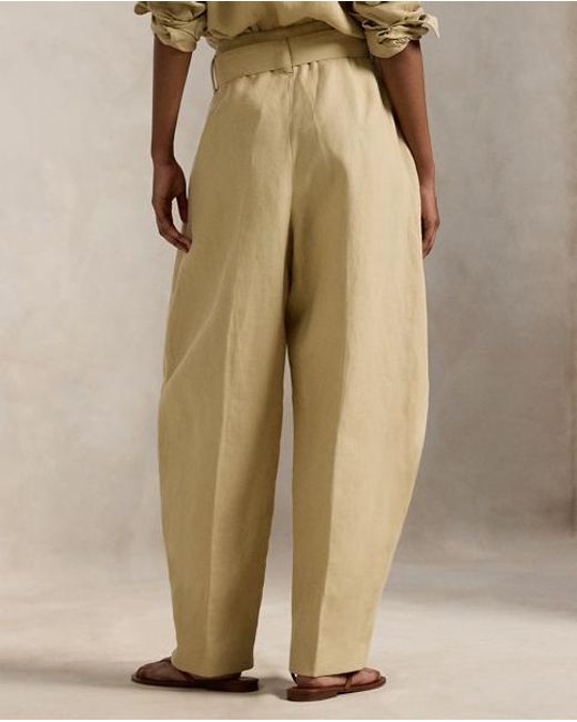 Polo Ralph Lauren Natural Linen Tapered Wrap Trousers