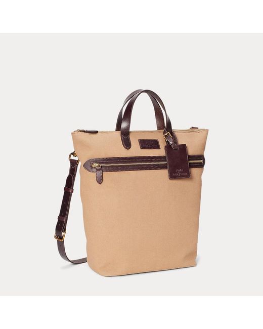 Polo Ralph Lauren Brown Leather-trim Canvas Tote for men